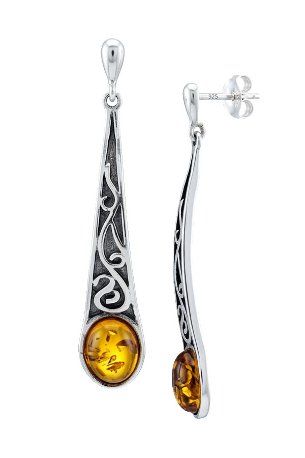 Boucles celtiques ambre & argent 925