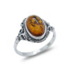 Bague Ambre Cognac en Argent 925