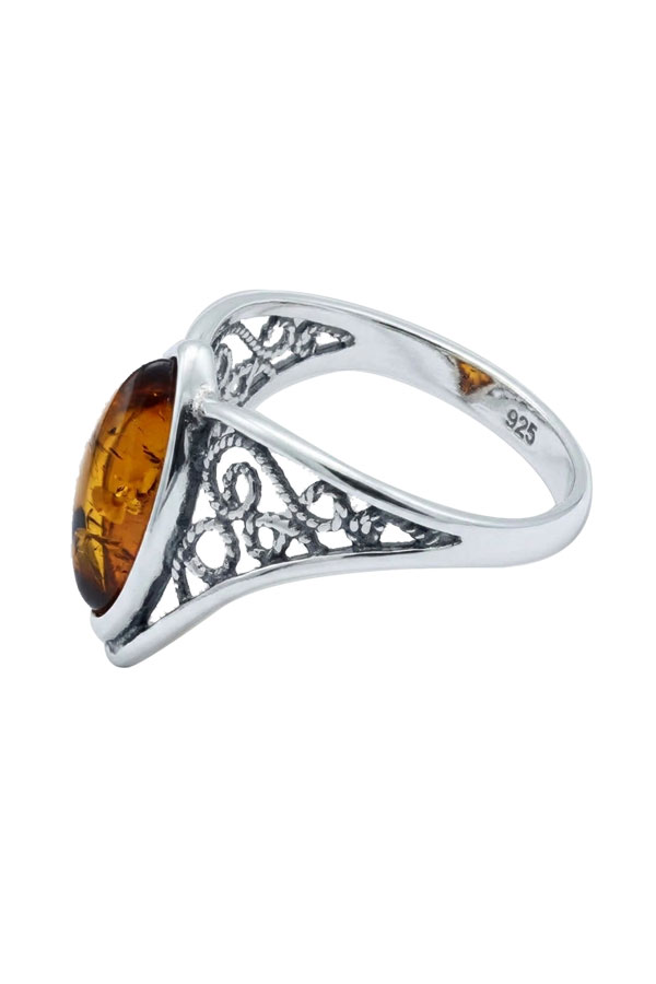 Bague-ambre-et-argent-Fannie, bague vintage