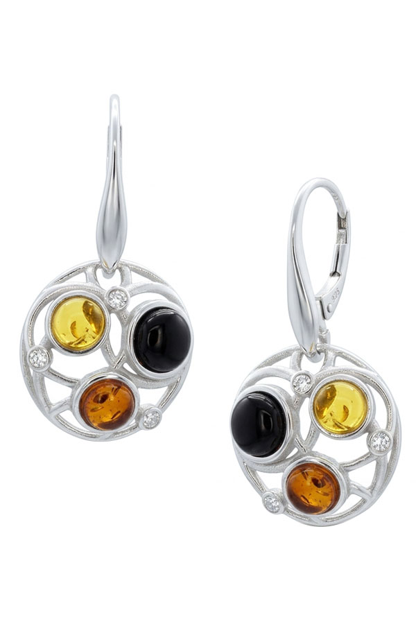 Boucles argent et ambre véritable