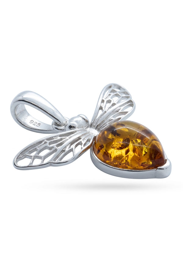 Pendentif Abeille Ambre et Argent – Image 3