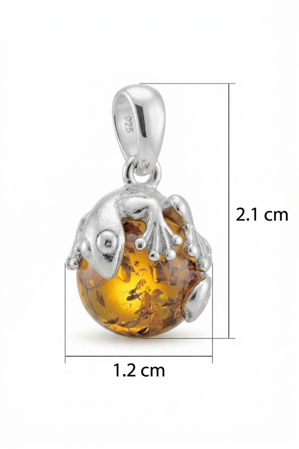 Pendentif Gecko Ambre et Argent homme ou femme
