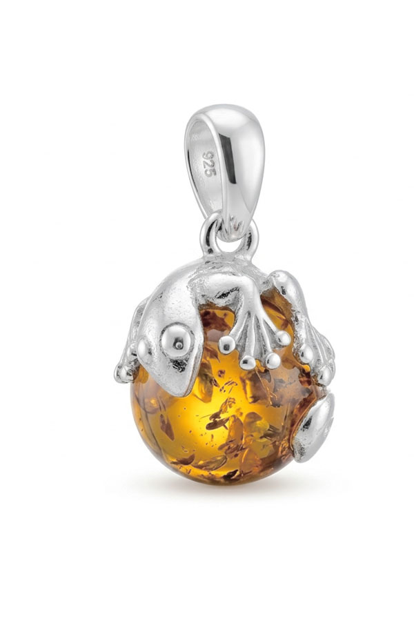 Pendentif Gecko Ambre et Argent