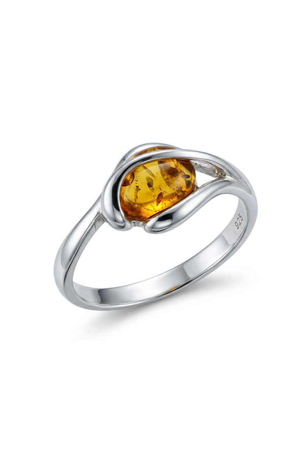 Bague ambre et argent