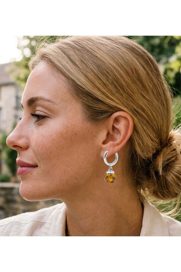 Boucles d'oreilles ambre boule – Image 3