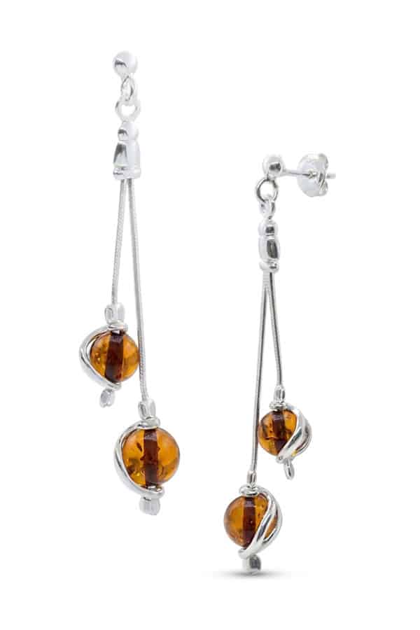 Boucles d’oreilles en perle d’ambre et argent 925
