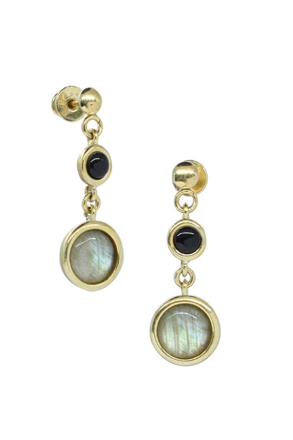 Boucles oreilles onyx labradorite