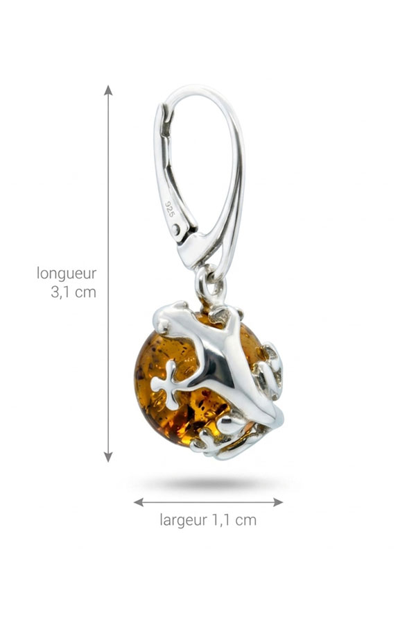 Boucles salamandre argent & ambre, cotes