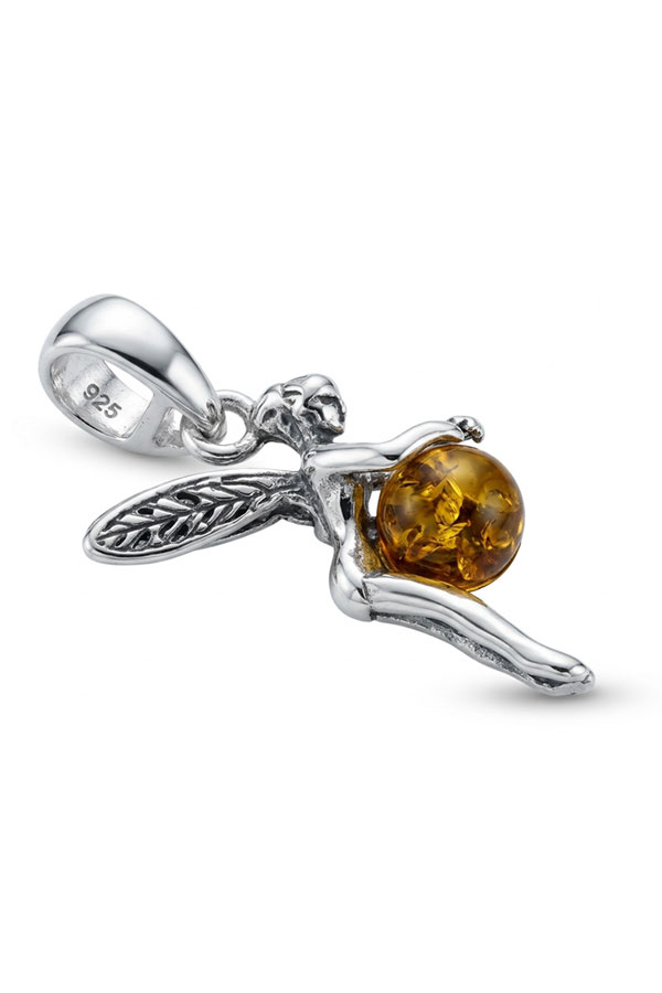Pendentif Fée Ambre Argent patiné