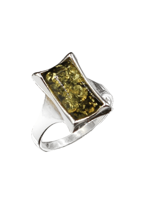 Bague Ancienne En Argent 835 Sterling Avec Pierre D'ambre, Occasion, Bijou Vintage