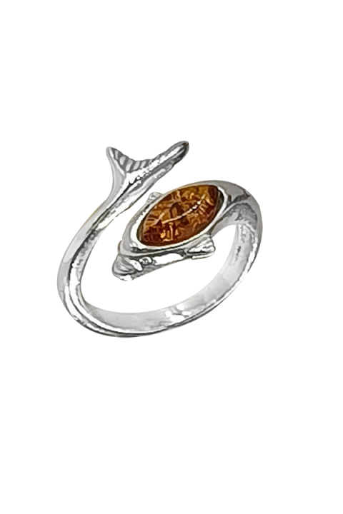 Bague En Argent Massif Forme Dauphin - Taille 50, Occasion