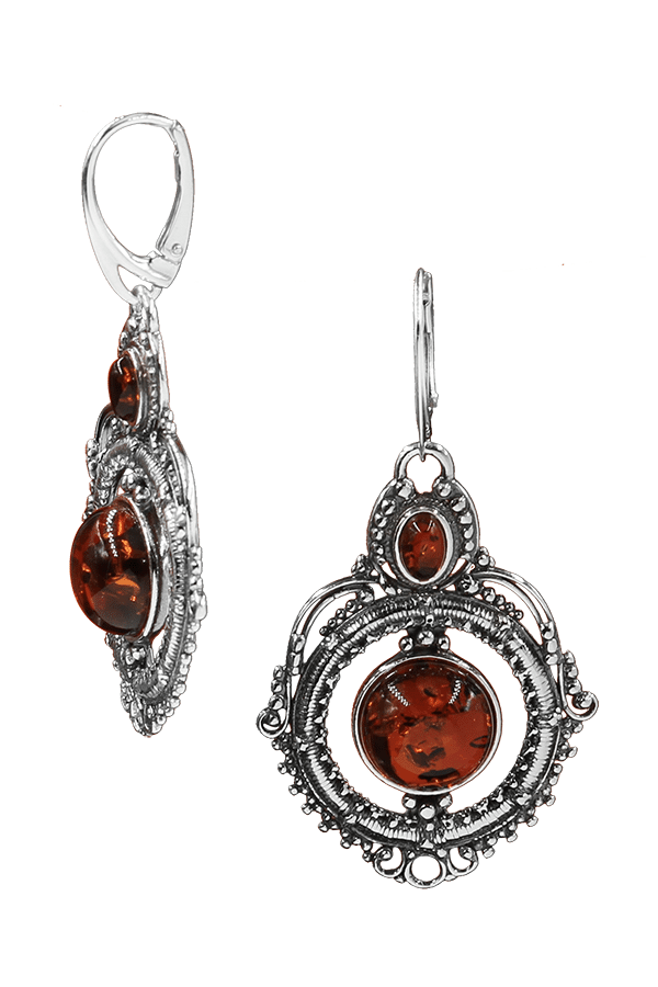 Bague en ambre cerise et argent rhodié. R3501ch : Bijoux ambre et