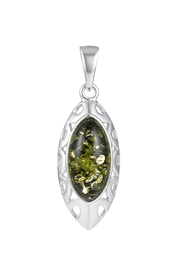 Pendentif-Celtique-ambre-vert et argent sterling blanc