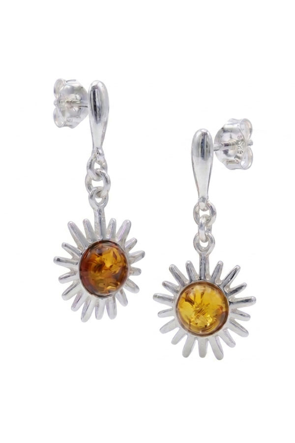 Boucles soleil ambre & argent 925