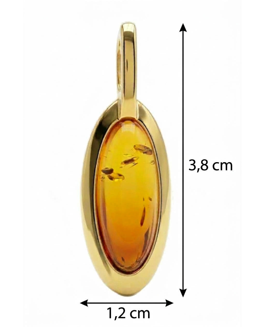 Pendentif ambre dégradé vermeil, dimensions
