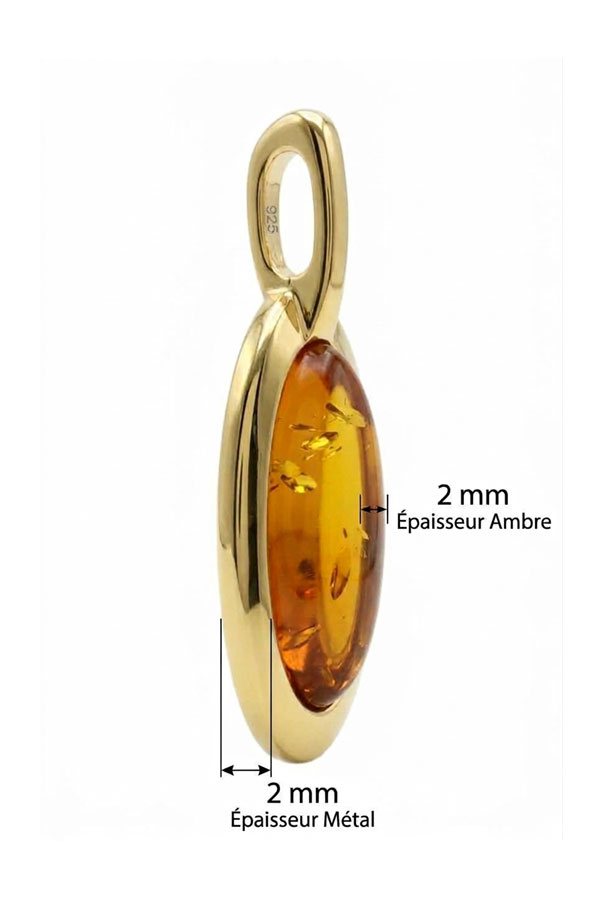 Pendentif ambre dégradé vermeil; profil