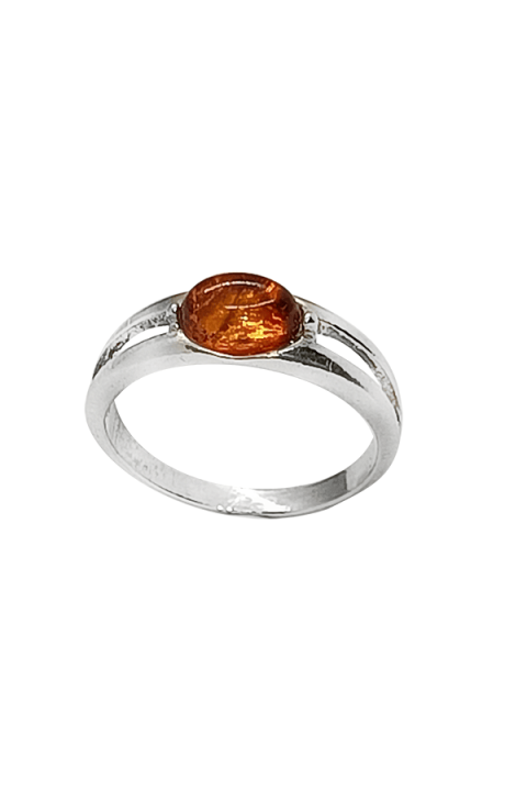 Bague ancienne en ambre de la Baltique avec argent sterling - France