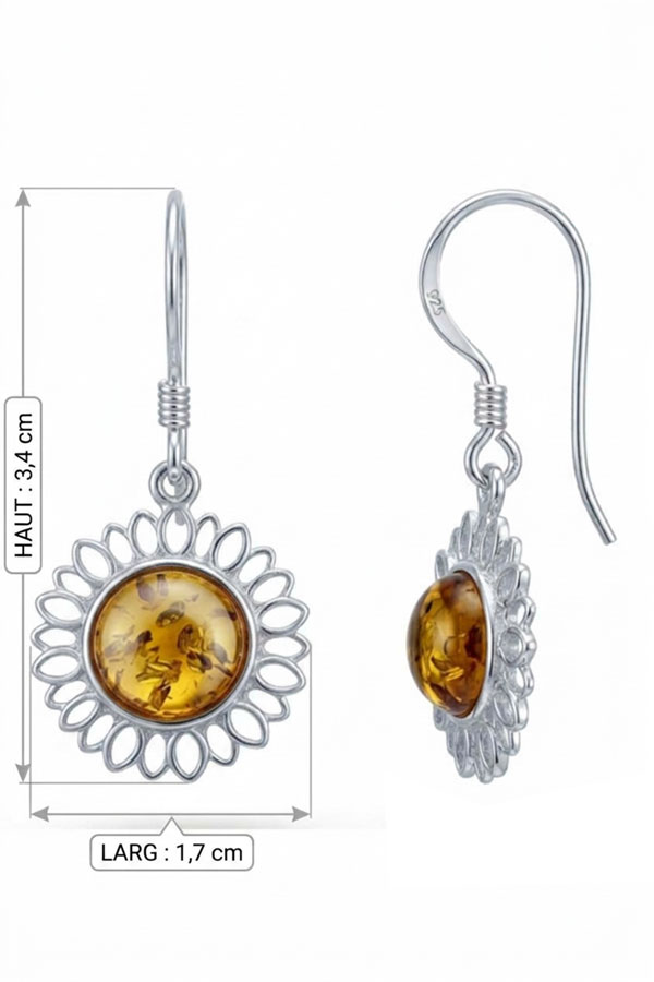 Boucles Ambre Fleur & Argent – Image 3