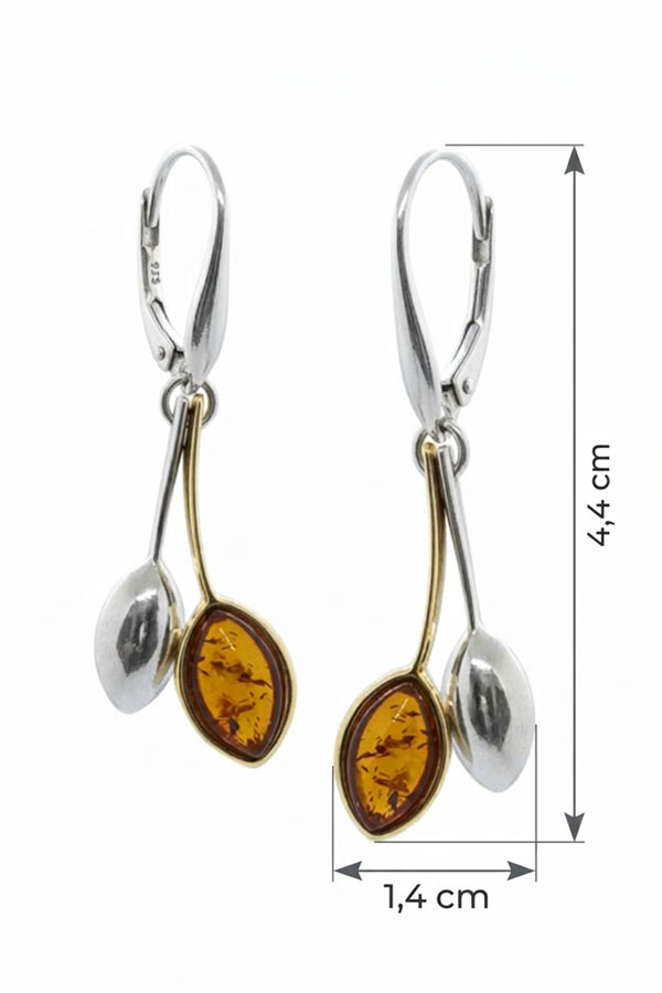 Boucles ambre cognac et vermeil, cotes