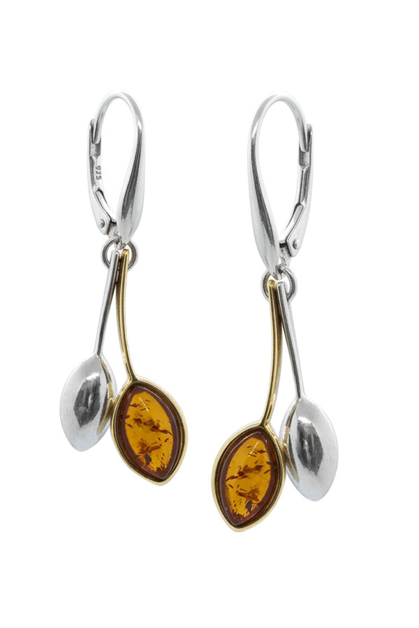 Boucles ambre cognac et vermeil