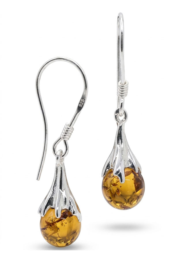 Boucles d'oreilles Ambre Griffes et argent