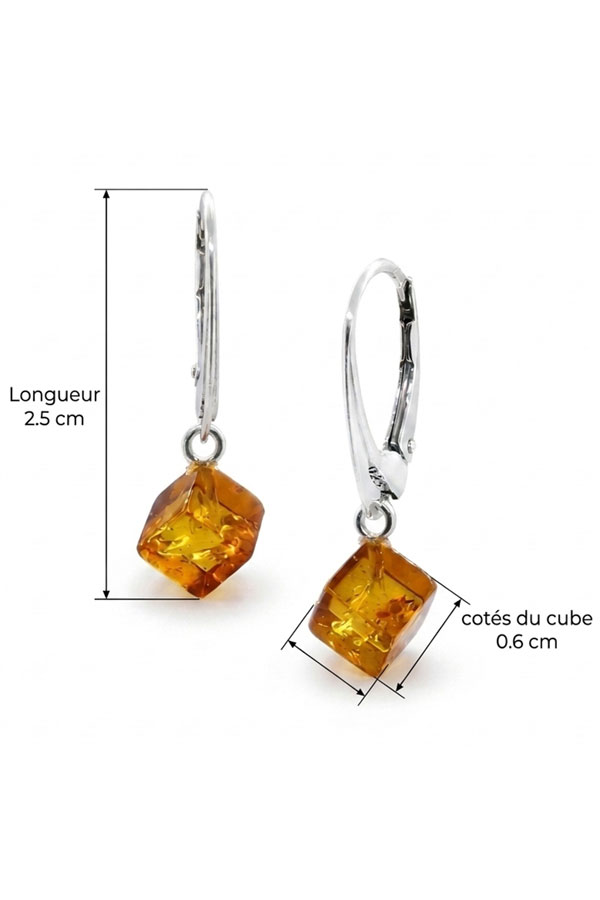 Boucles d'oreilles cube en ambre – Image 2