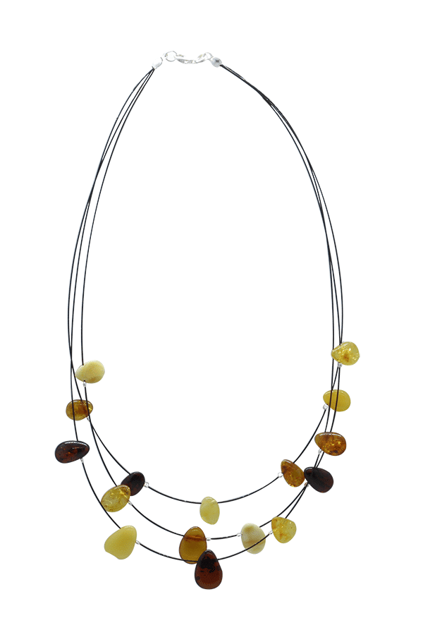 Collier Ambre Vintage Long - Perles Couleur Caramel Jaune D'oeuf - Baltique - Occasion