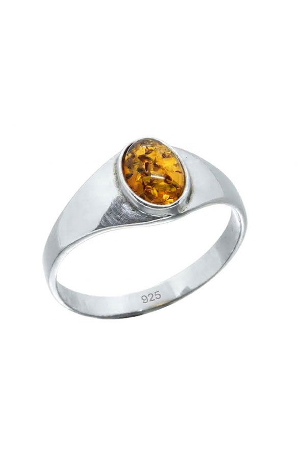 Alliance ambre miel sur argent veritable