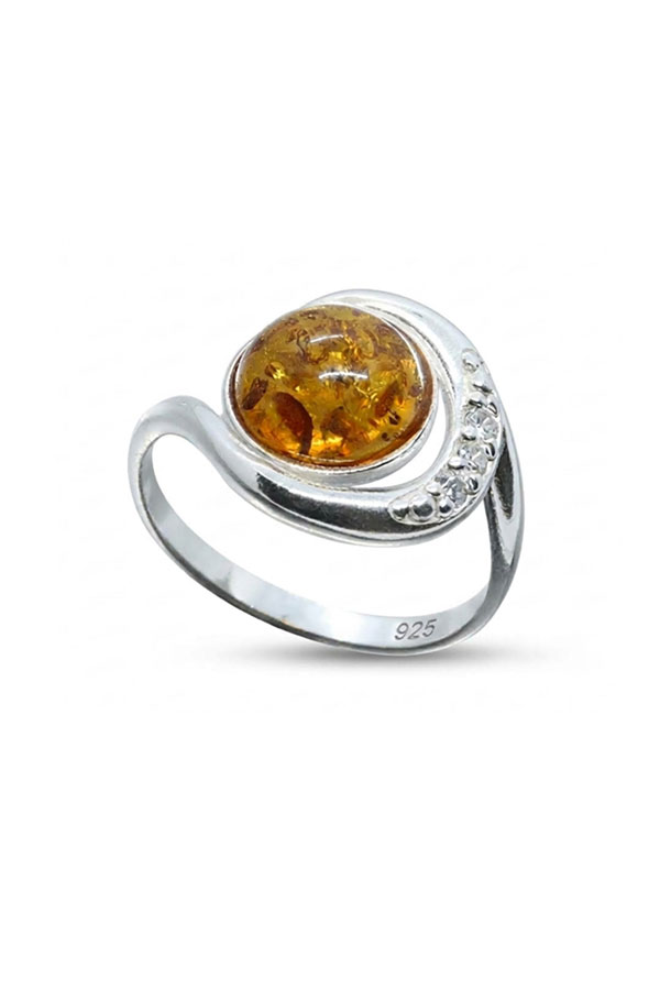 Bague luxe ambre et argent certifié