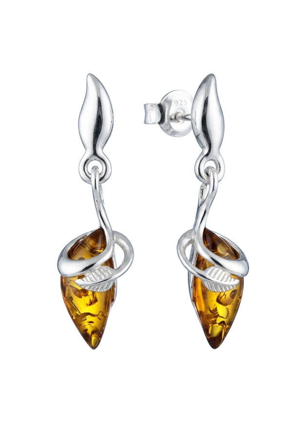 Boucles d’oreilles historiques, ambre et argent