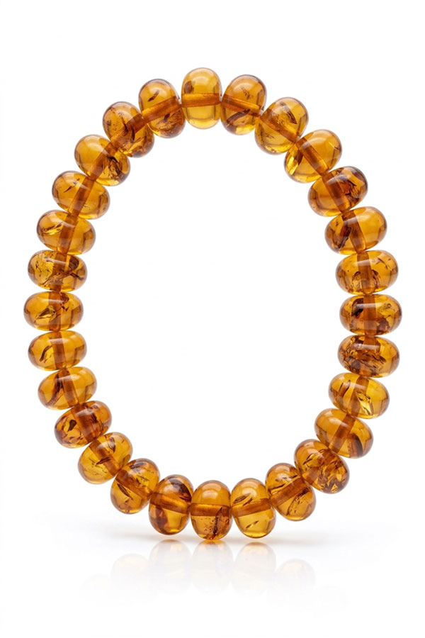Bracelet grosse perle ambre cognac