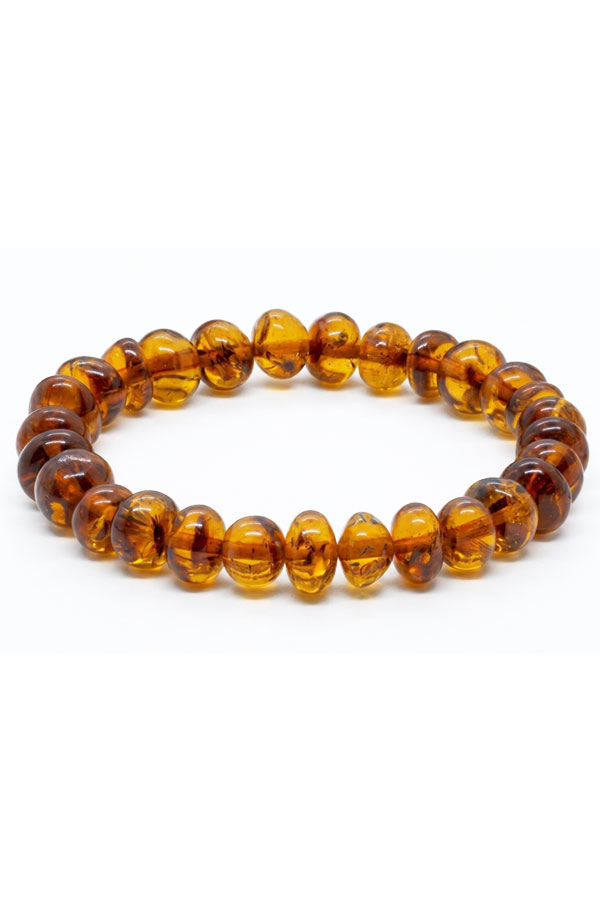 Bracelet grosse perle ambre cognac, possibilité de sur mesure