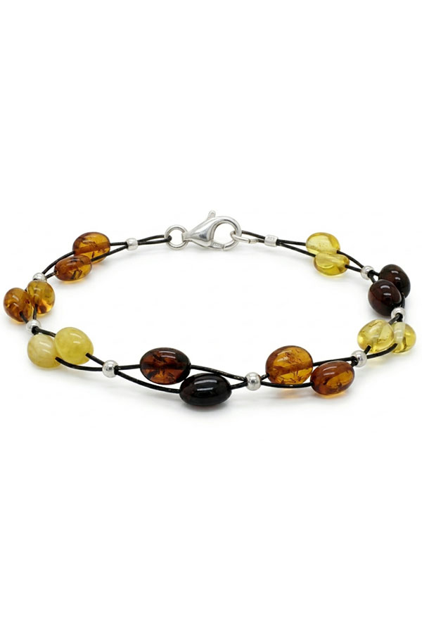 Bracelet Ambre 3 Couleurs & Argent 925