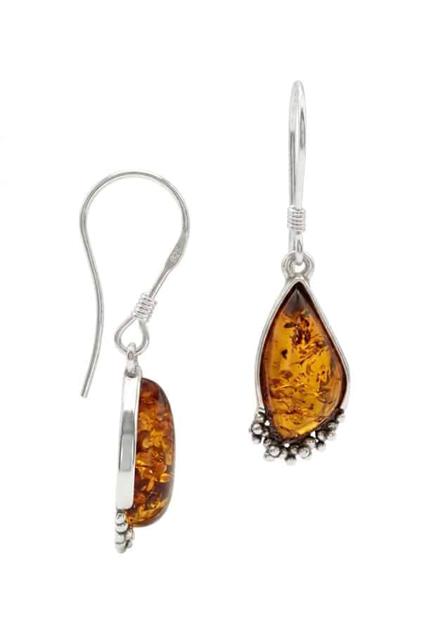 Boucles d'oreilles ambre miel 925