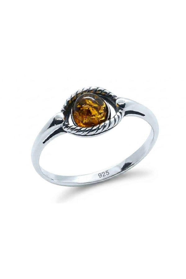 Bague œil de protection ambre et argent