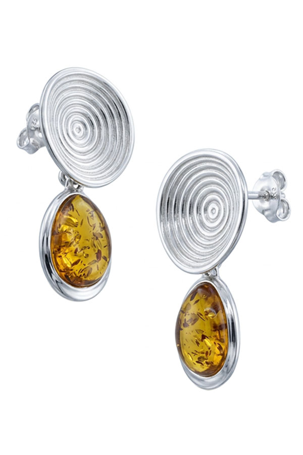 Boucles d'Oreilles Ethniques Ambre et argent
