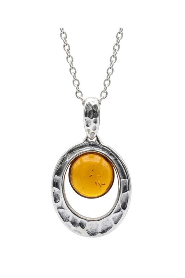 Collier Argent Martelé & Ambre MIEL