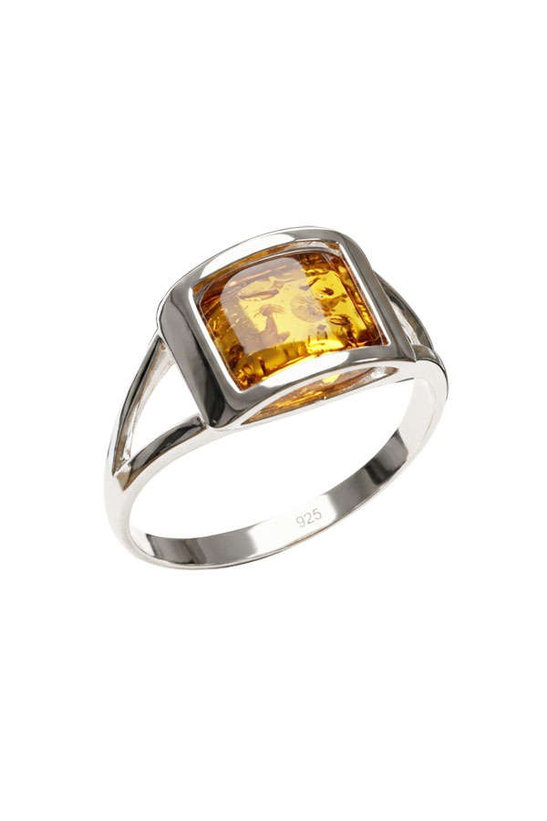Bague luxe ambre pour homme ou pour femme en argent 925/1000