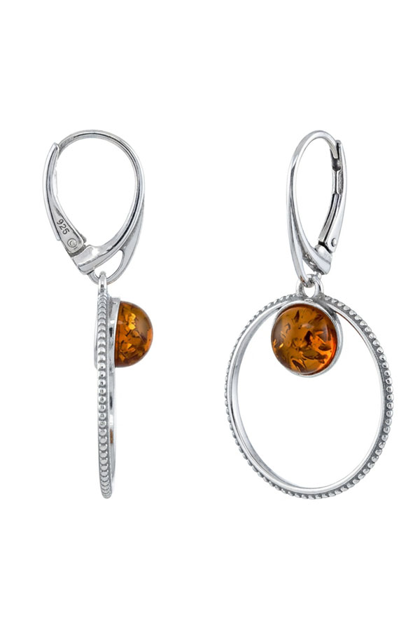 Créoles Ambre Cognac & Argent 925