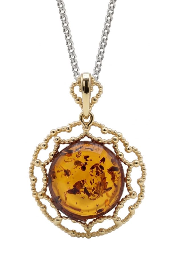 Collier Vermeil et Ambre Cognac