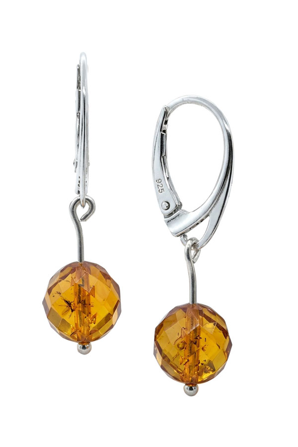 Boucles ambre facetté et argent 925
