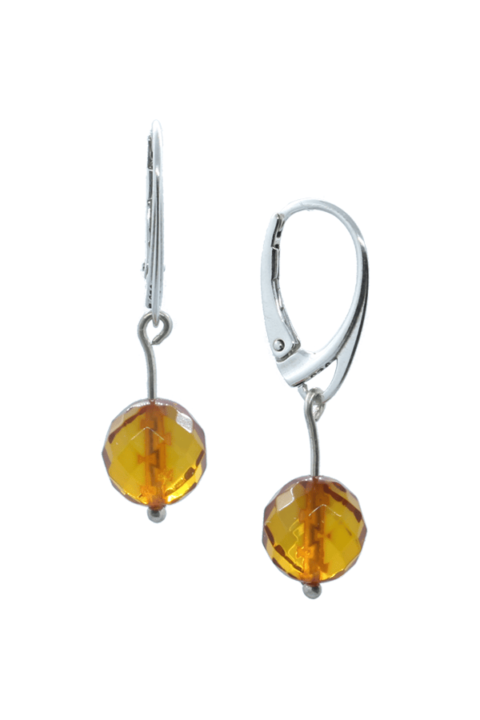 Ambreetargent - Boucles d'oreilles en ambre cognac sur argent 925