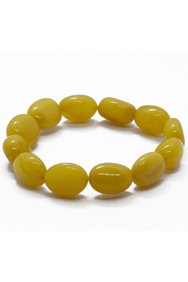 Bracelet Ambre Naturel Baltique - Perles Jaunes Et Blanches Polies - 6 Grammes - 20 Cm