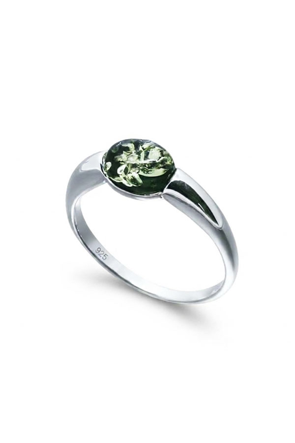 Alliance ambre vert sur argent sterling
