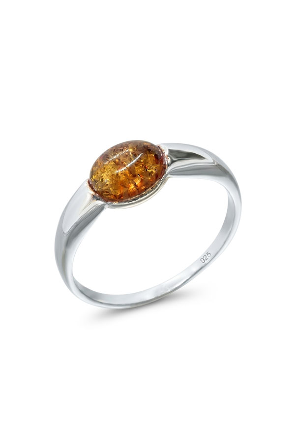 Bague fiançailles ambre et argent