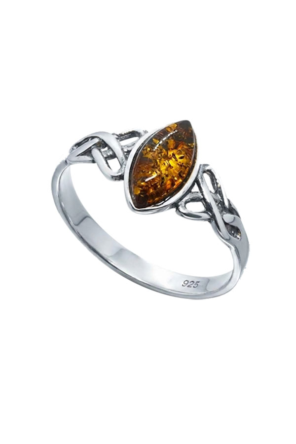 Anneau Celtique ambre et argent