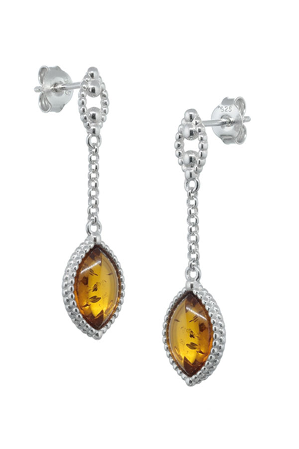 Boucles Pendantes Ambre Cognac