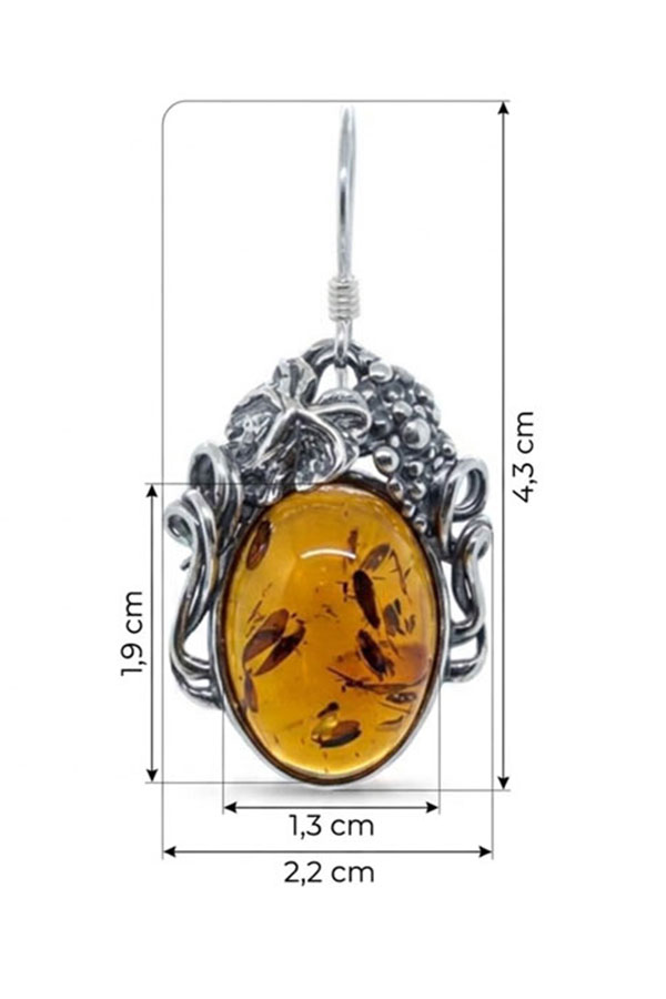 Boucles d'Oreilles Ambre Vigne, dimensions