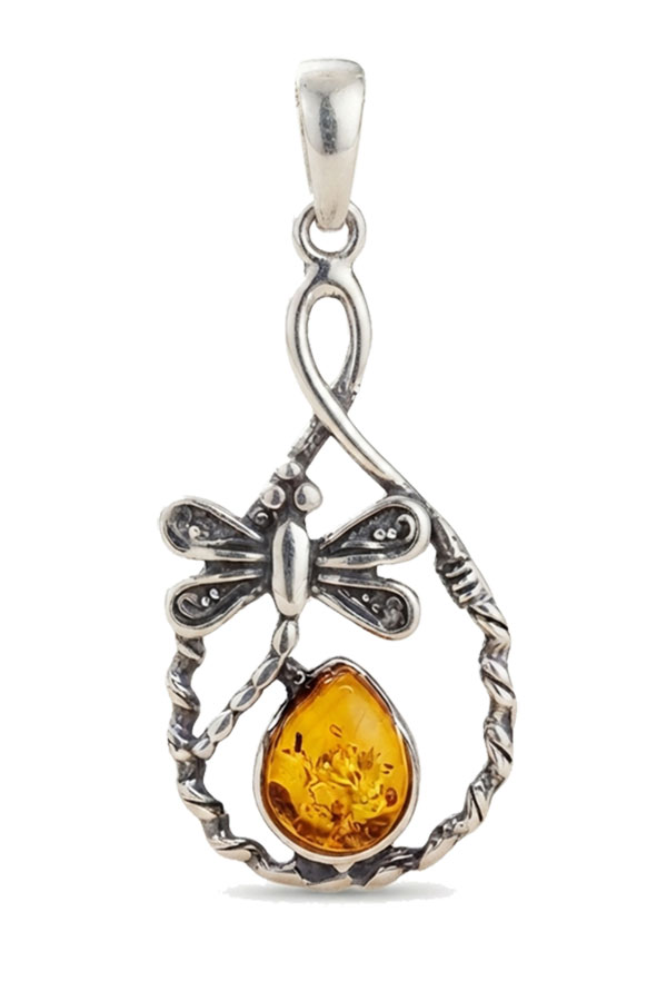 Libellule-ambre-et-argent sterling