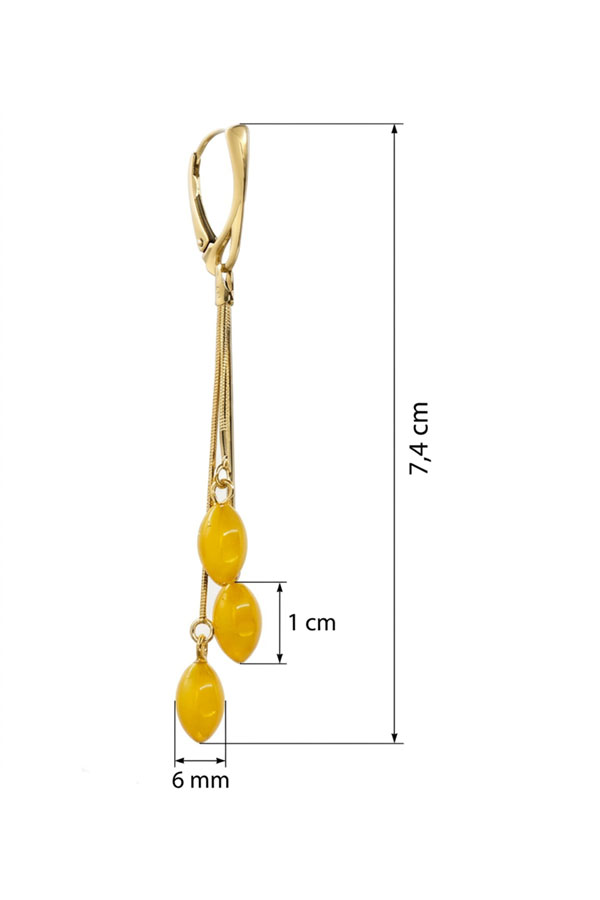 Boucles ambre royal et argent or, dimensions
